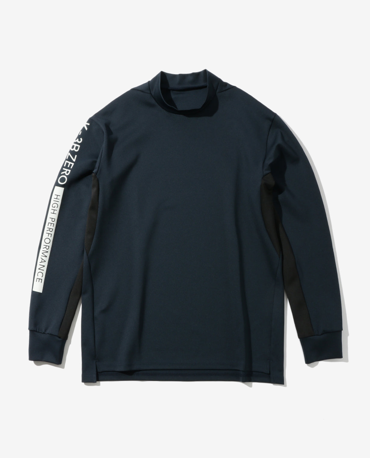 Carbon Navy x Black ■0_305_DG "2D Cardboard Knit" Long Sleeve Mock Neck