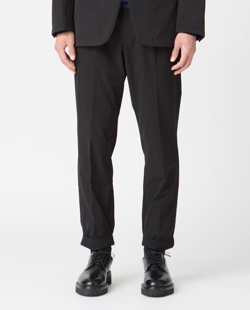 177_L ヴィンテージストレッチ ワンタックテーパードパンツ (ブラック