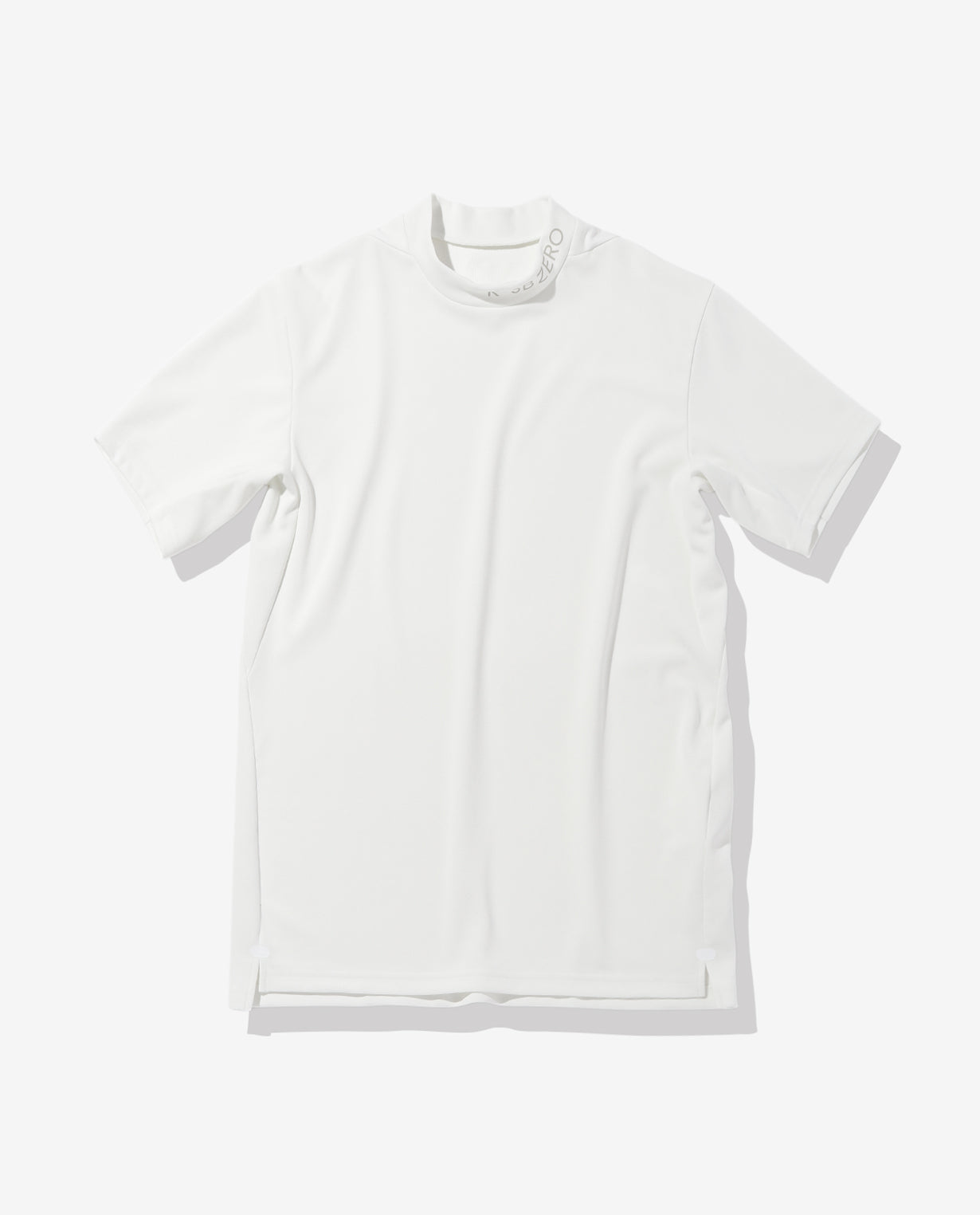White x White ■ 0_302_G Mesh Short Sleeve Mock Neck