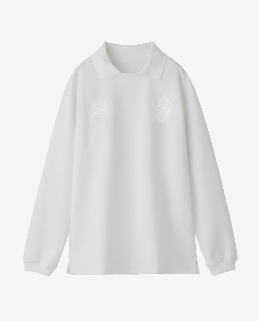 0_374_D 2Dダンボールニット 衿付きロングスリーブTシャツ (ホワイト