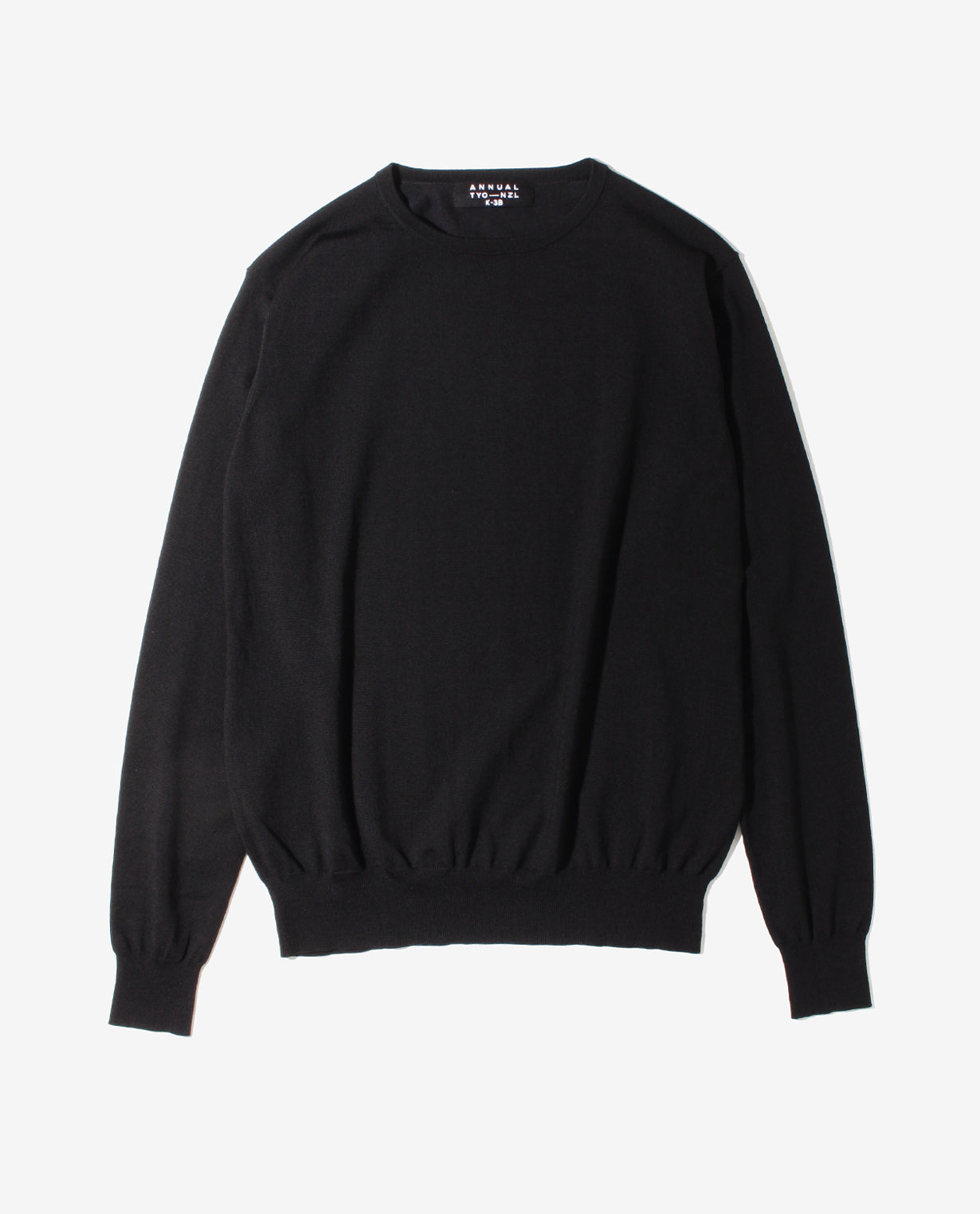 447_QX ANNUAL×K-3Bダブルネーム クルーネックセーター (ブラック)