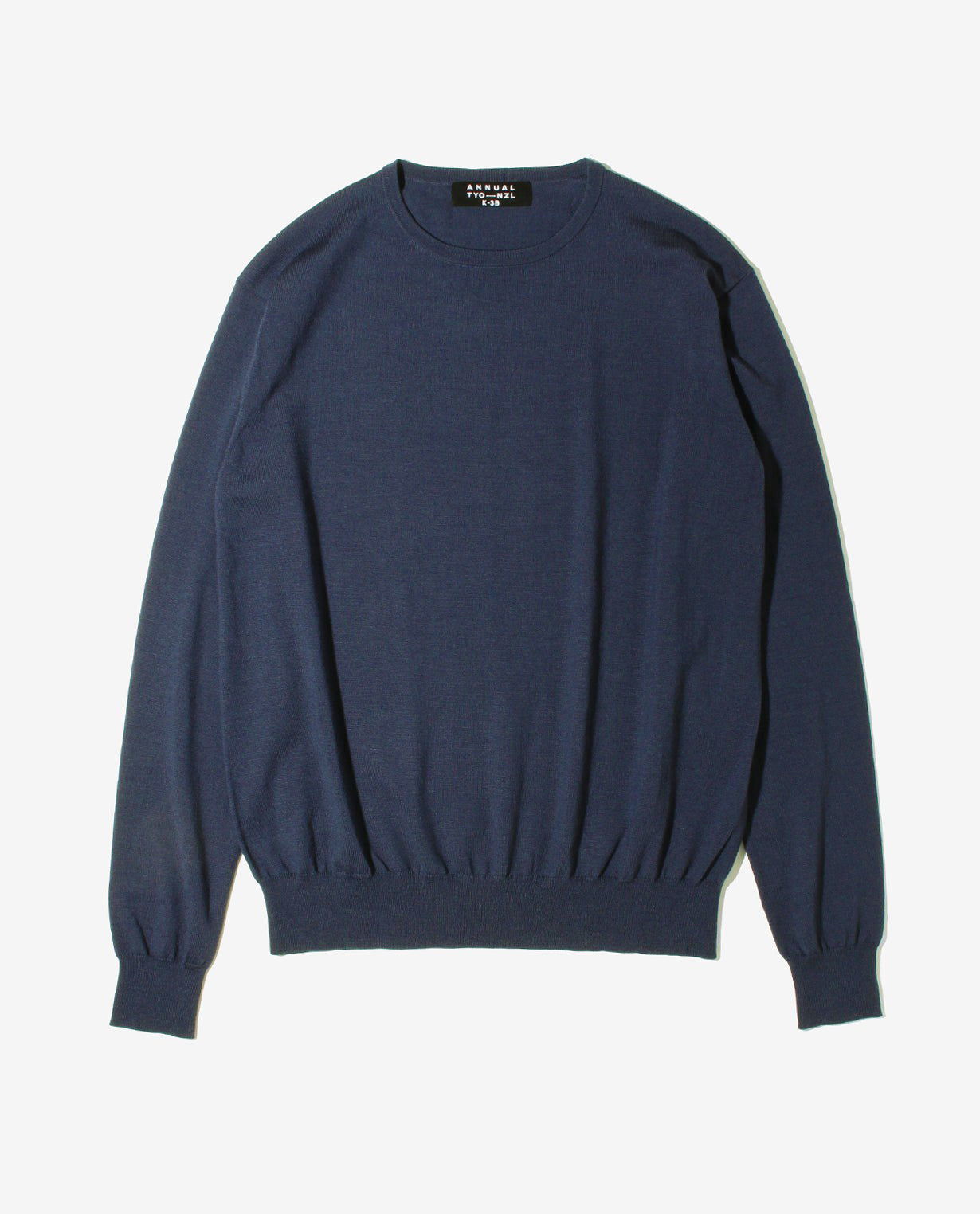 447_QX ANNUAL×K-3Bダブルネーム クルーネックセーター (ネイビー)