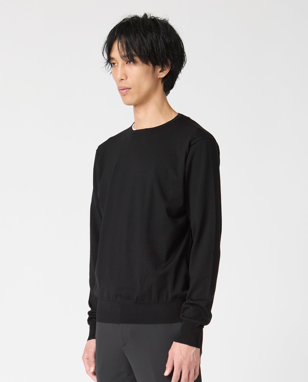 447_QX ANNUAL×K-3Bダブルネーム クルーネックセーター (ブラック)