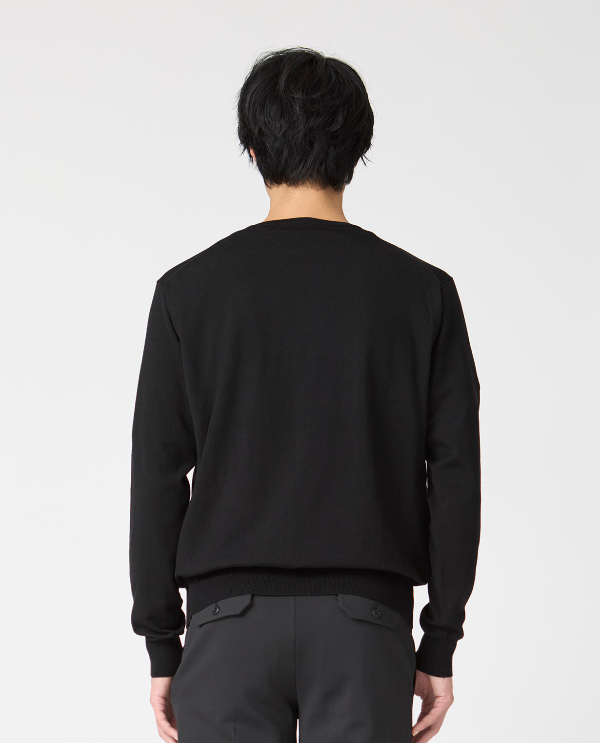 447_QX ANNUAL×K-3Bダブルネーム クルーネックセーター (ブラック)