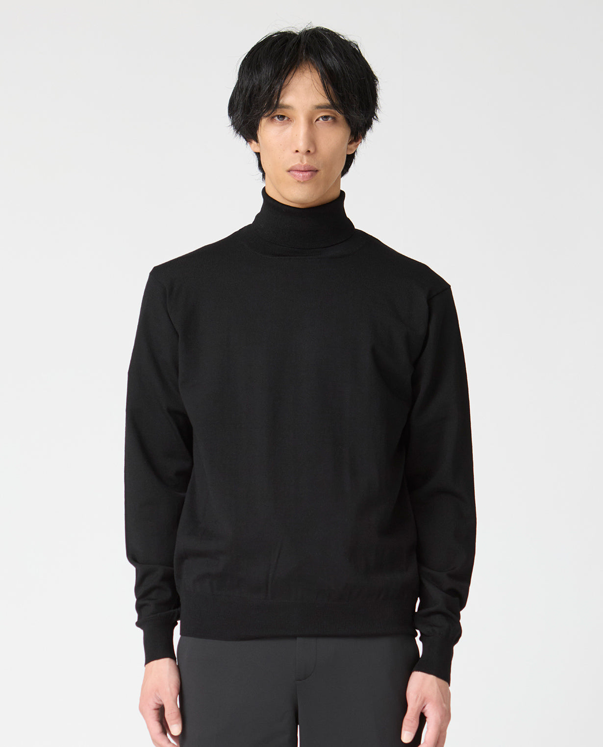 448_QX ANNUAL×K-3Bダブルネーム タートルネックセーター (ブラック)