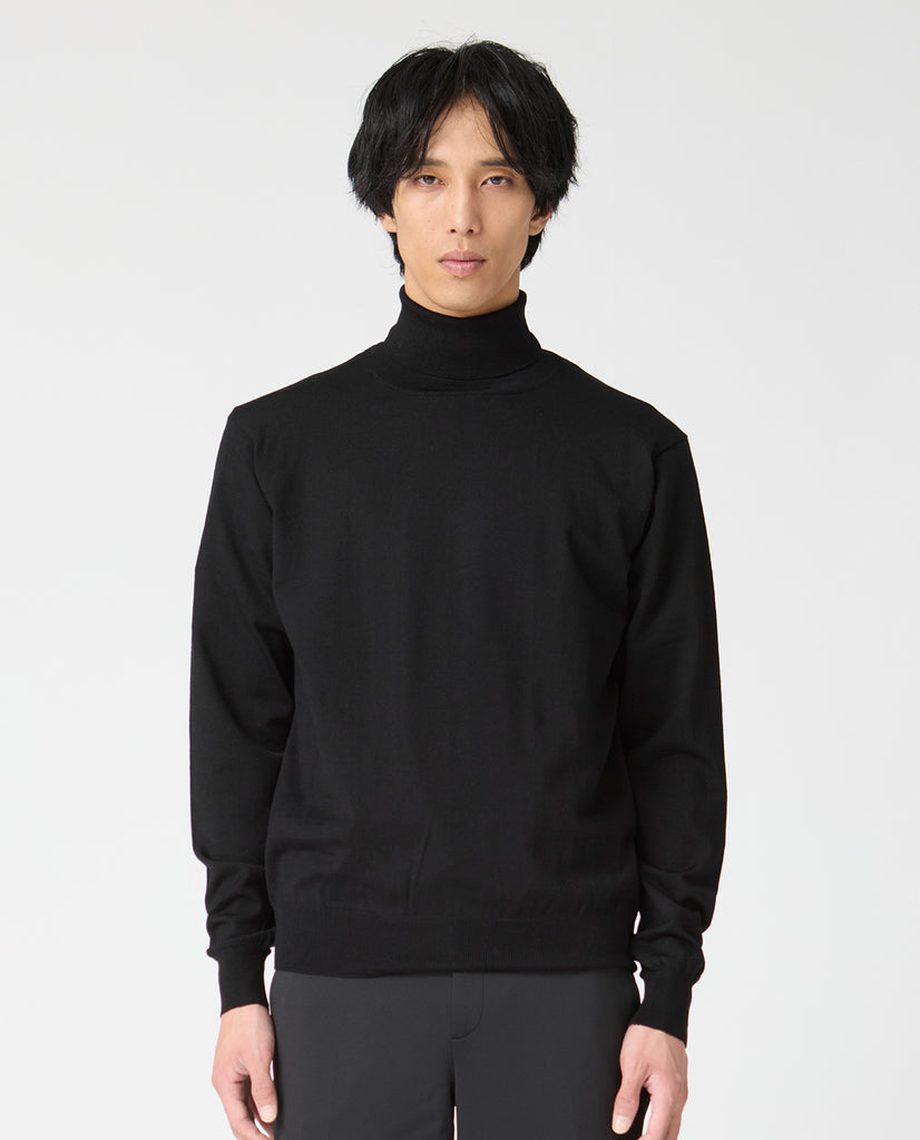 448_QX ANNUAL×K-3Bダブルネーム タートルネックセーター (ブラック