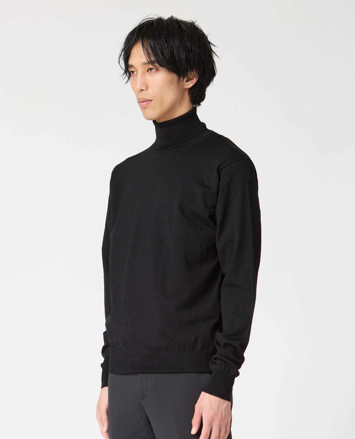 448_QX ANNUAL×K-3Bダブルネーム タートルネックセーター (ブラック)