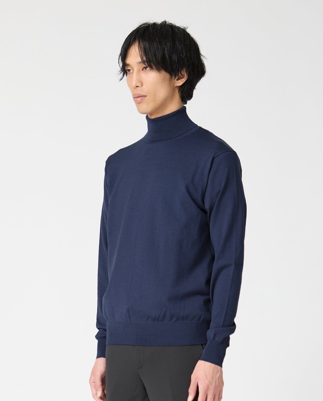 448_QX ANNUAL×K-3Bダブルネーム タートルネックセーター (ネイビー)