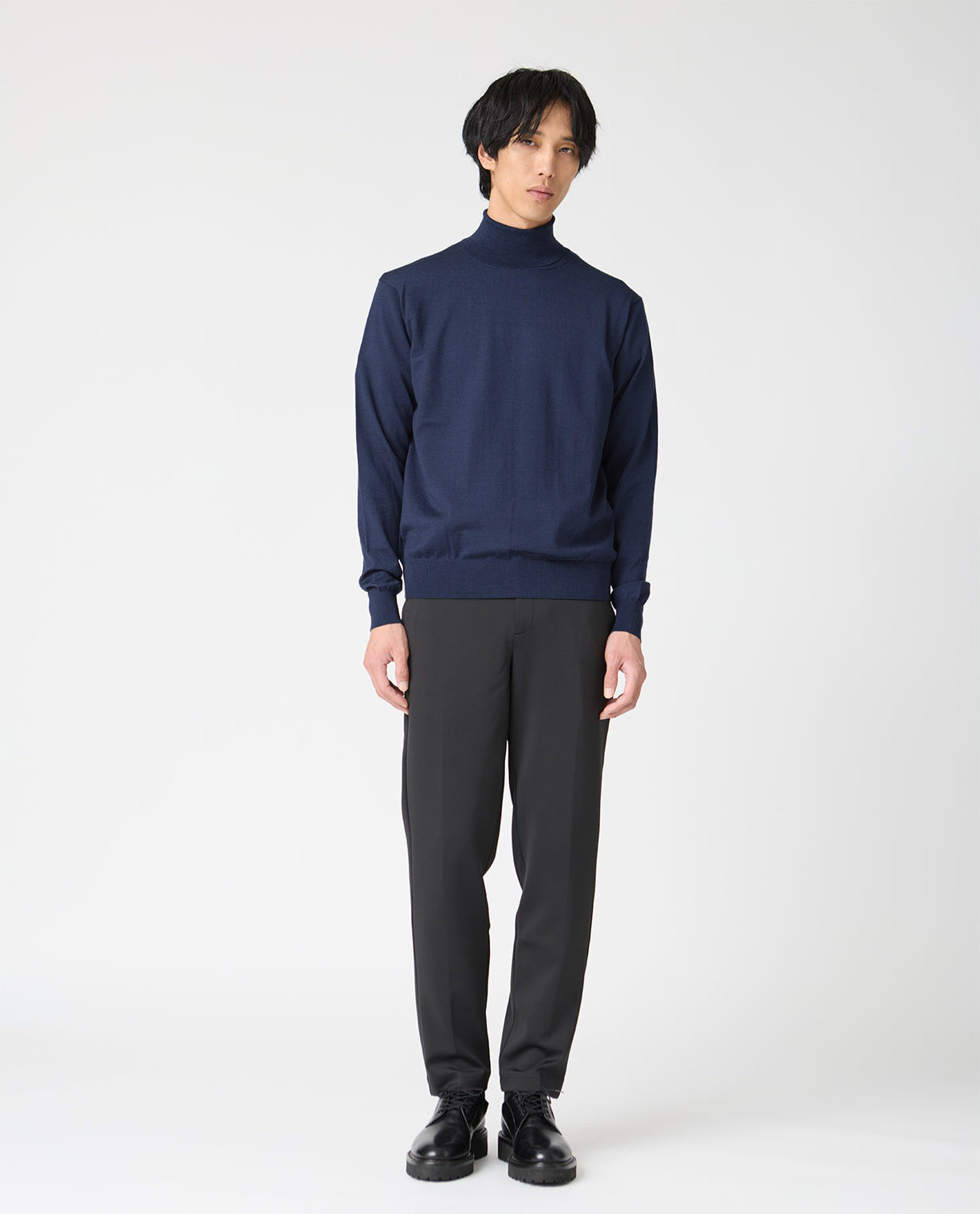 448_QX ANNUAL×K-3Bダブルネーム タートルネックセーター (ネイビー)