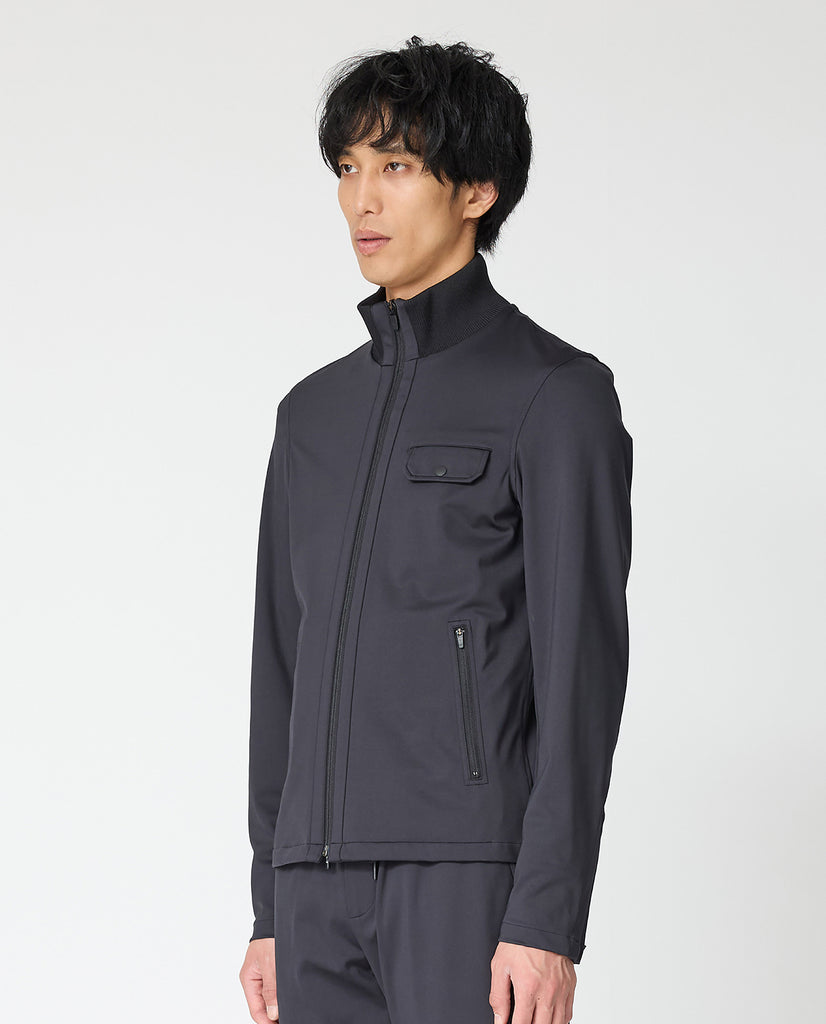 043_N 24HR-WEARABLE スタンドカラー ライダースリブブルゾン – K-3B