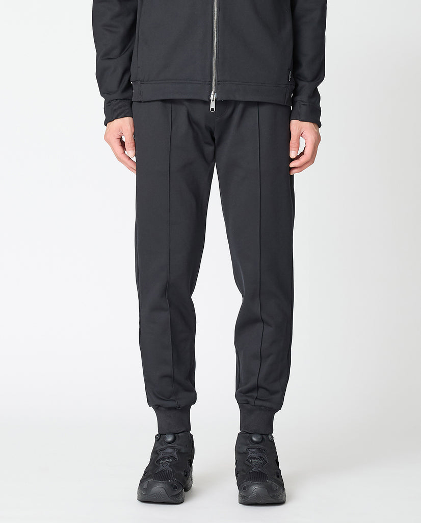155_QX ウールダブルフェイス ピンタックジョガーパンツ (ブラック