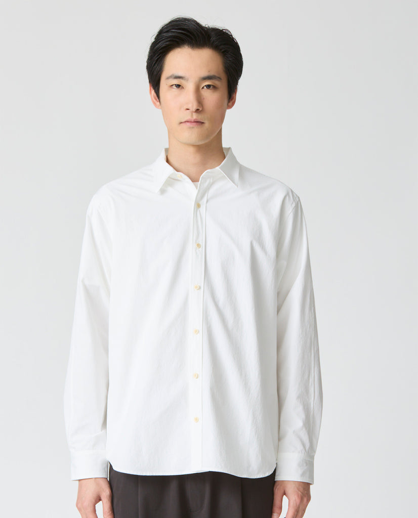 長袖シャツ ホワイト 355_L ヴィンテージストレッチ 長袖シャツ ワイドフィット (ホワイト