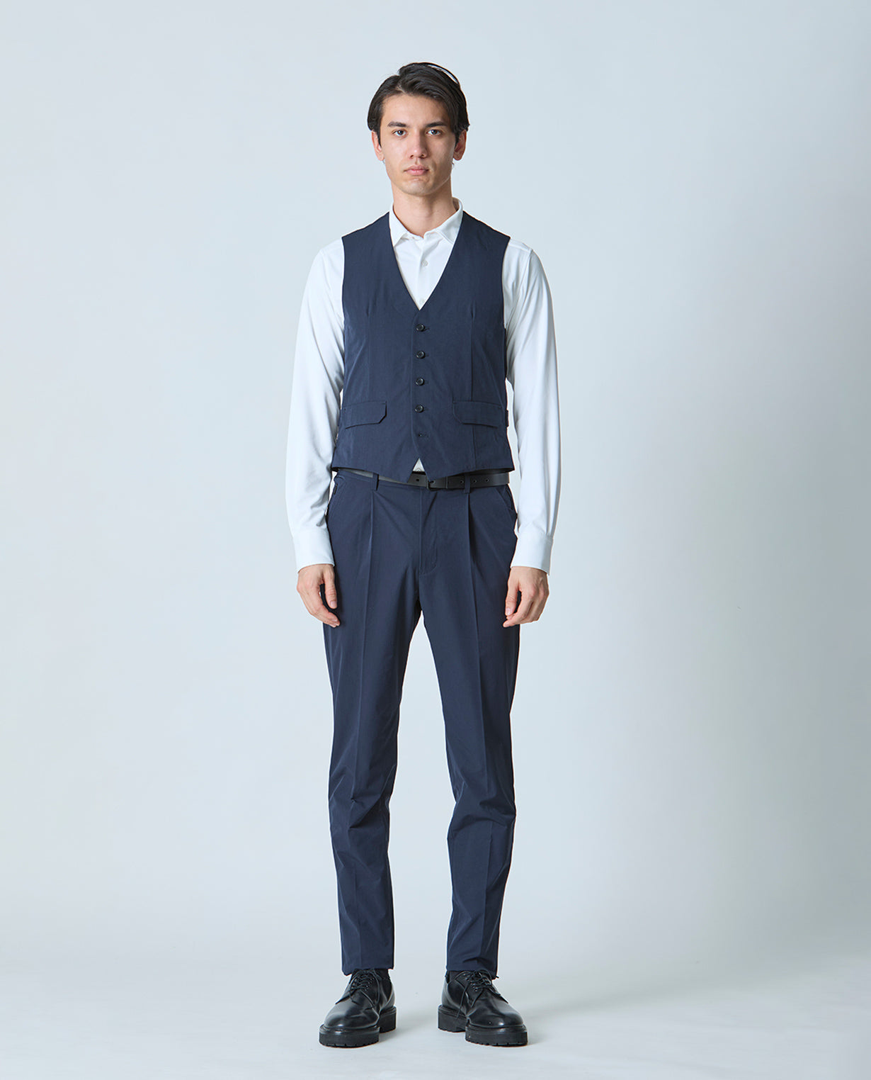 Carbon Navy ■ 177_L Vintage Stretch One-Tuck Tapered Pants