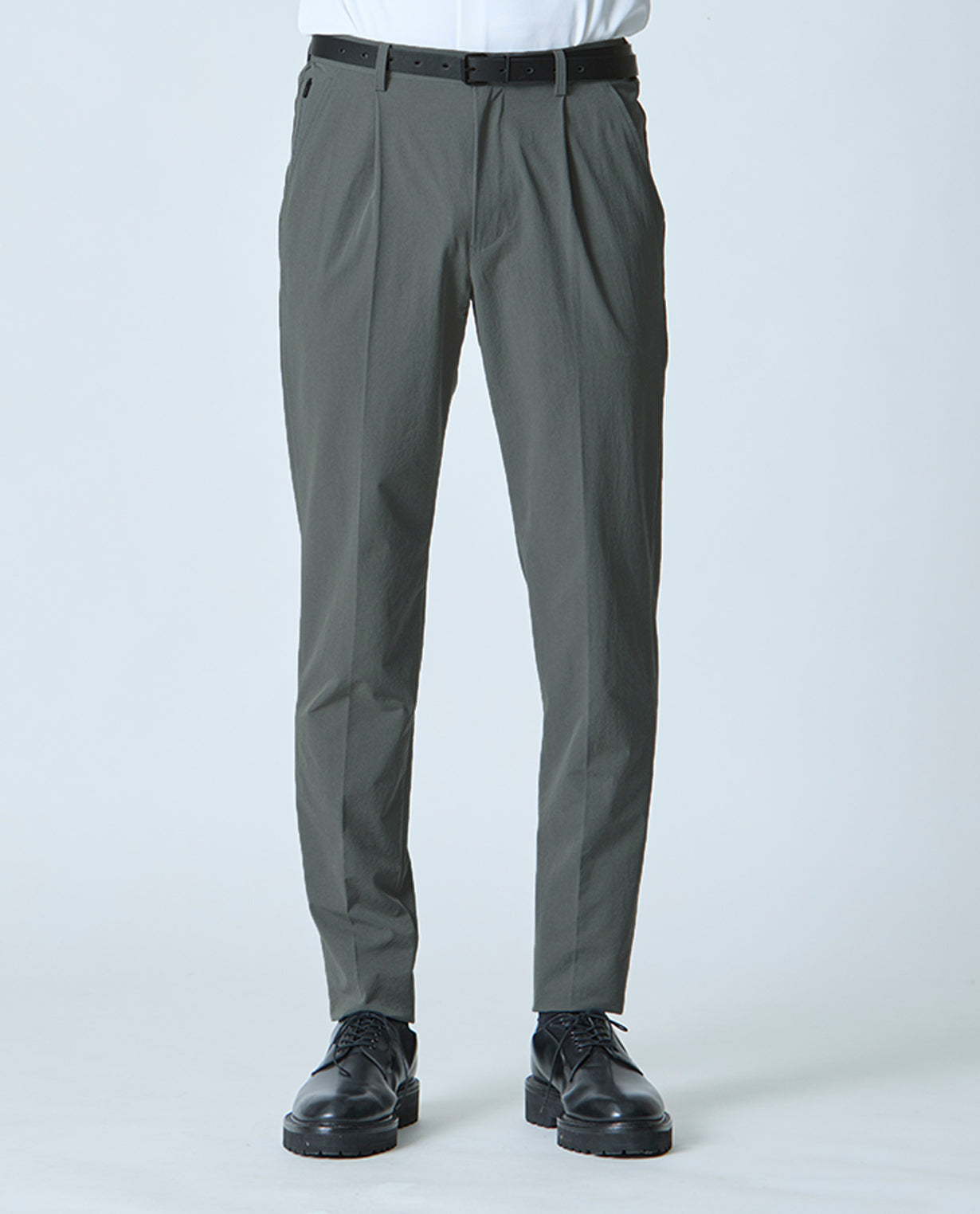 Steel Gray ■ 177_L Vintage Stretch One-Tuck Tapered Pants