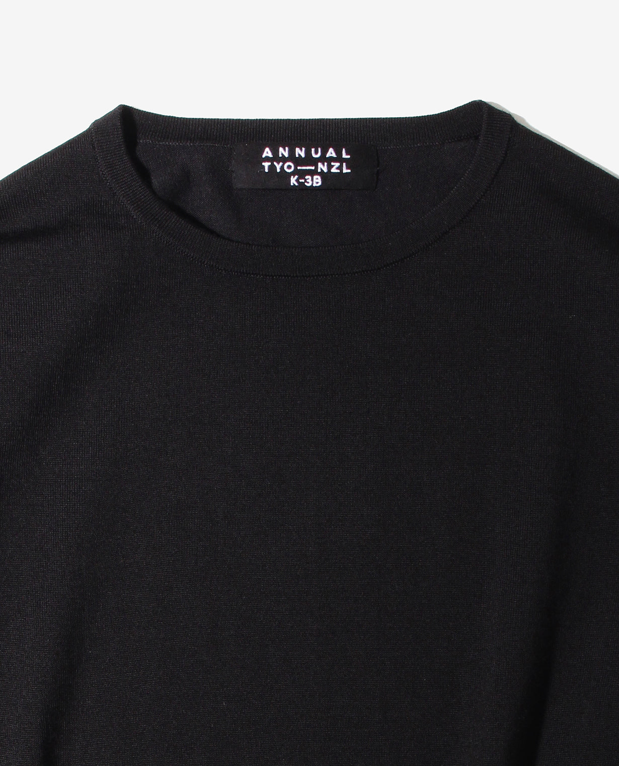 447_QX ANNUAL×K-3Bダブルネーム クルーネックセーター (ブラック)