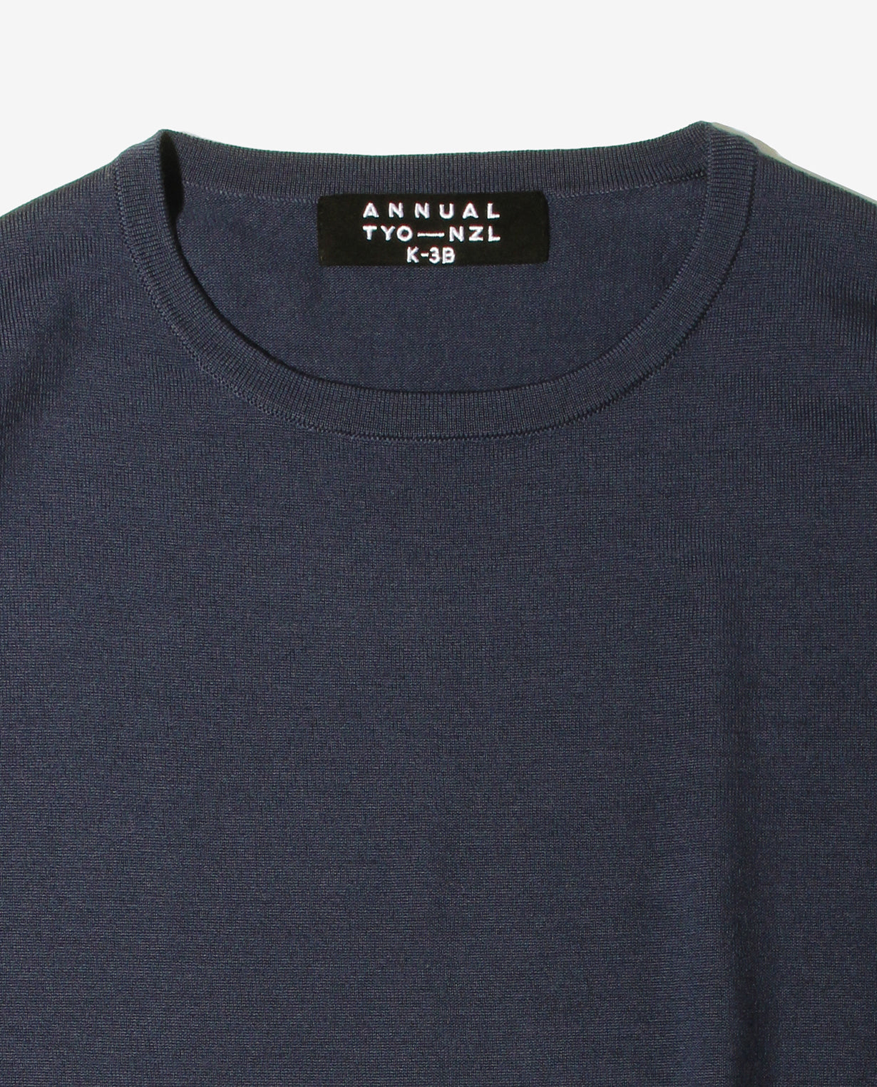 447_QX ANNUAL×K-3Bダブルネーム クルーネックセーター (ネイビー)