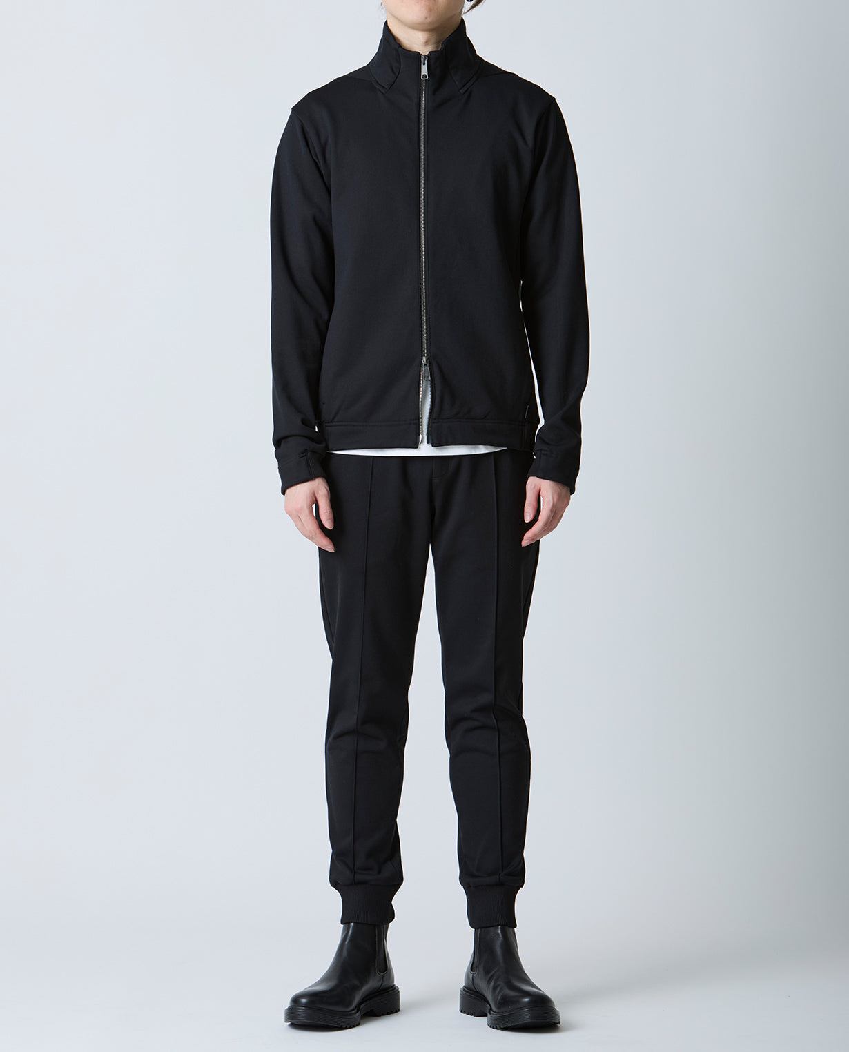 Black ■ 668_QX Wool double face full zip track jacket