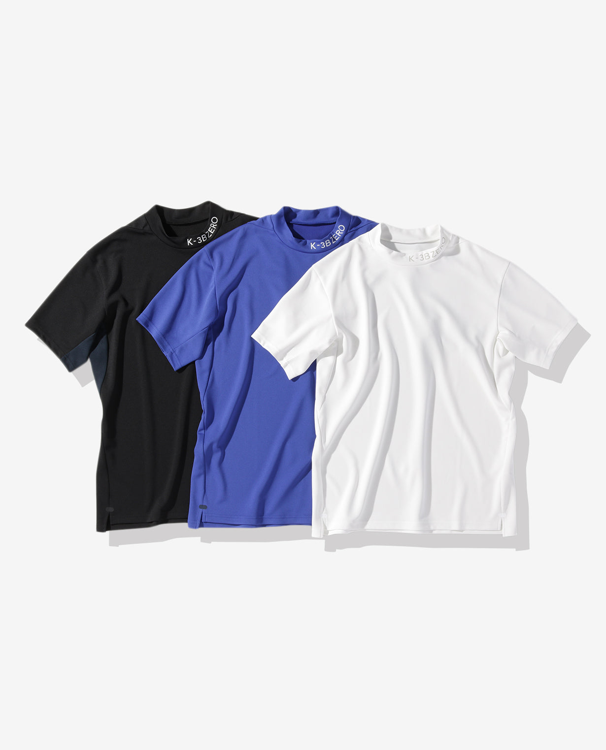 White x White ■ 0_302_G Mesh Short Sleeve Mock Neck