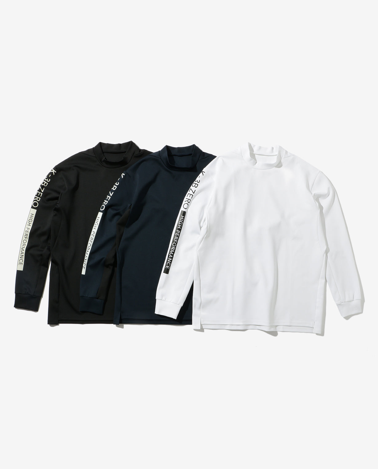 Carbon Navy x Black ■0_305_DG "2D Cardboard Knit" Long Sleeve Mock Neck