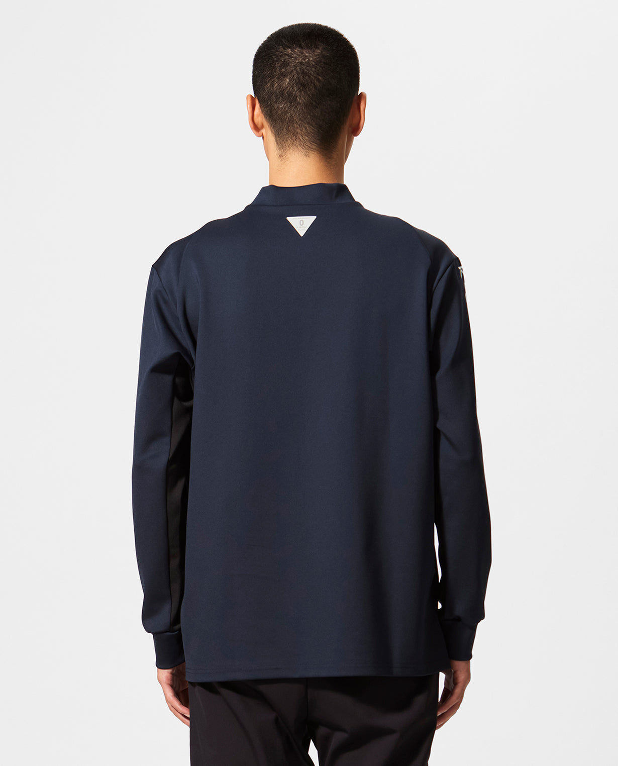 Carbon Navy x Black ■0_305_DG "2D Cardboard Knit" Long Sleeve Mock Neck