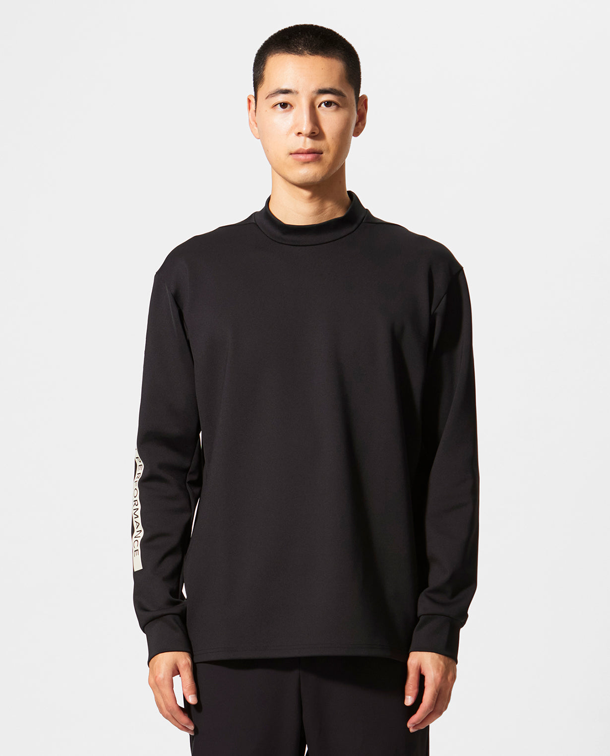 Black x Black ■0_305_DG "2D Cardboard Knit" Long Sleeve Mock Neck