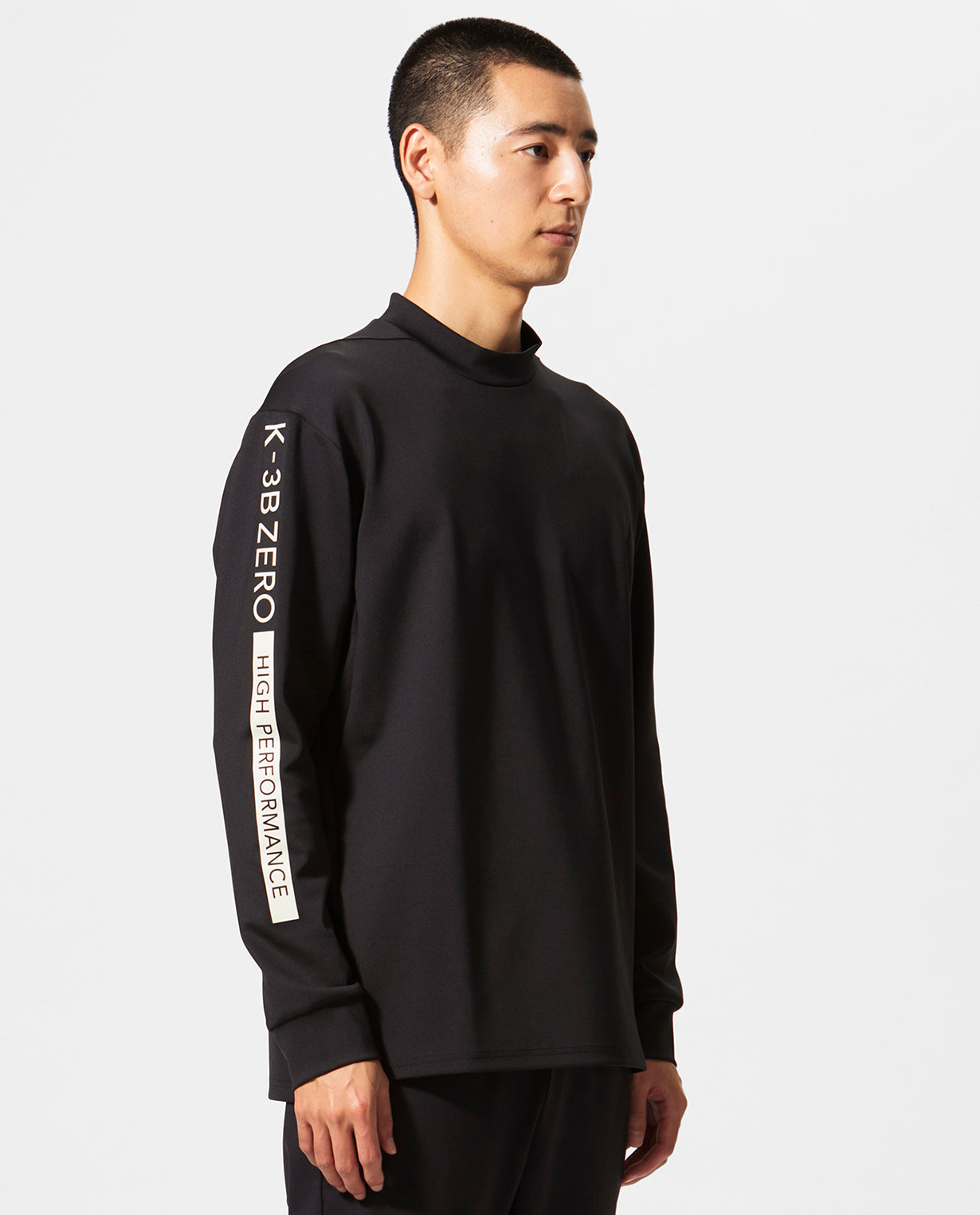 Black x Black ■0_305_DG "2D Cardboard Knit" Long Sleeve Mock Neck