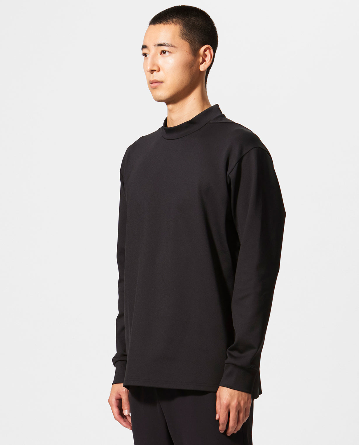 Black x Black ■0_305_DG "2D Cardboard Knit" Long Sleeve Mock Neck