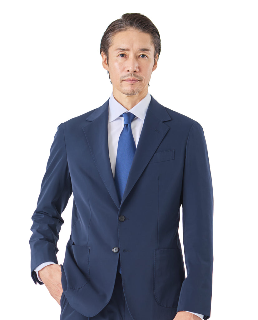 009_X RICH NYLON JAPAN MADEテーラードジャケット (ネイビー