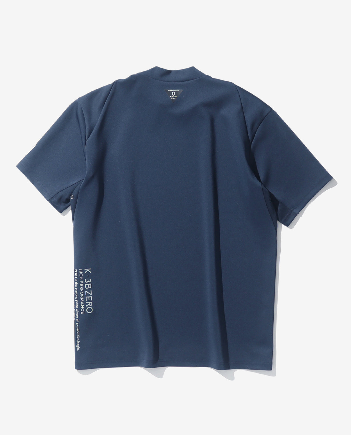 Carbon Navy ■0_302_D Cardboard short sleeve mock neck T-shirt