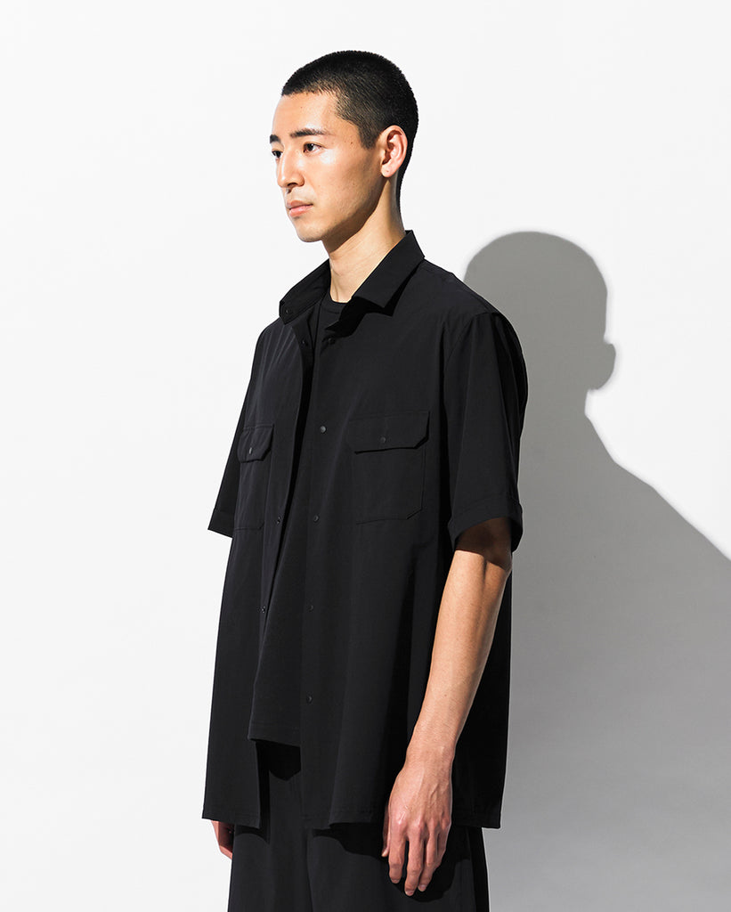 ブラック□030_A 4WAYストレッチ 半袖ピステ（ボックス型Tシャツ