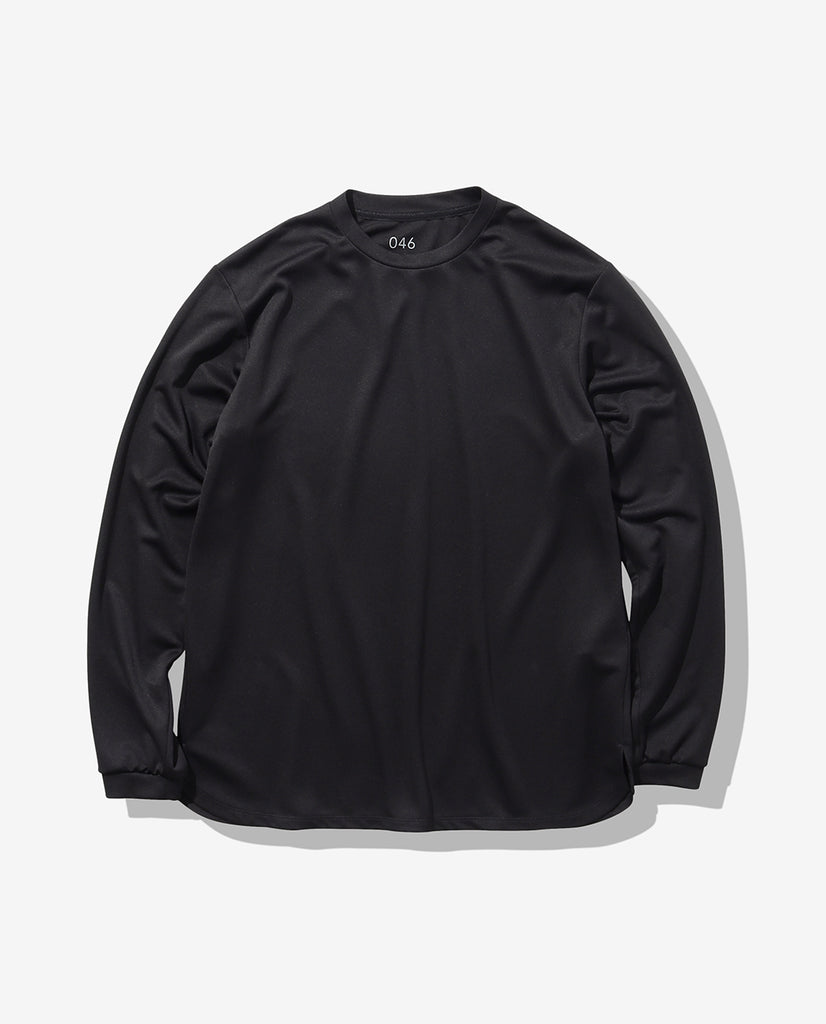 ブラック□046_K 和紙糸ラウンドヘムロングスリーブTシャツ – K