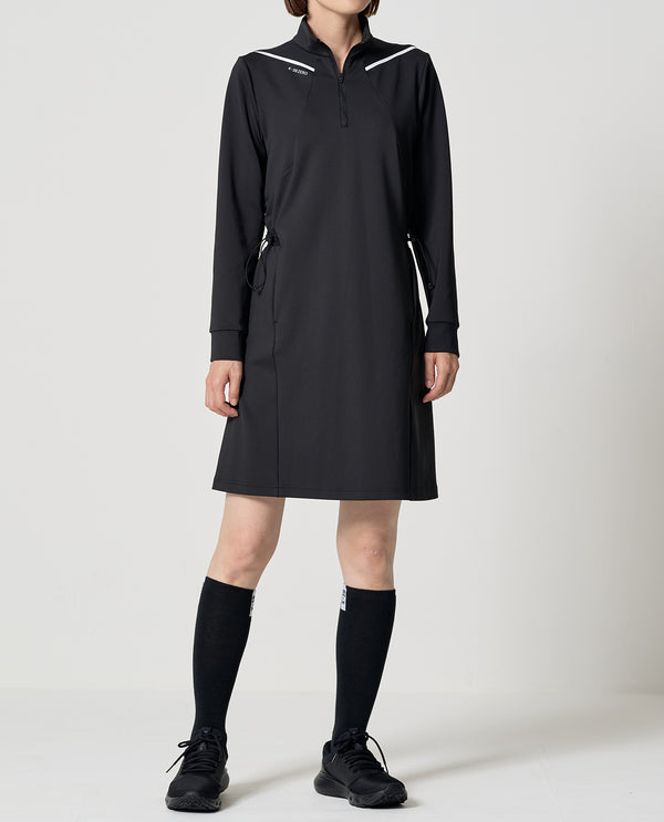 Black ■ 0_0204_D 2D cardboard knit long sleeve dress