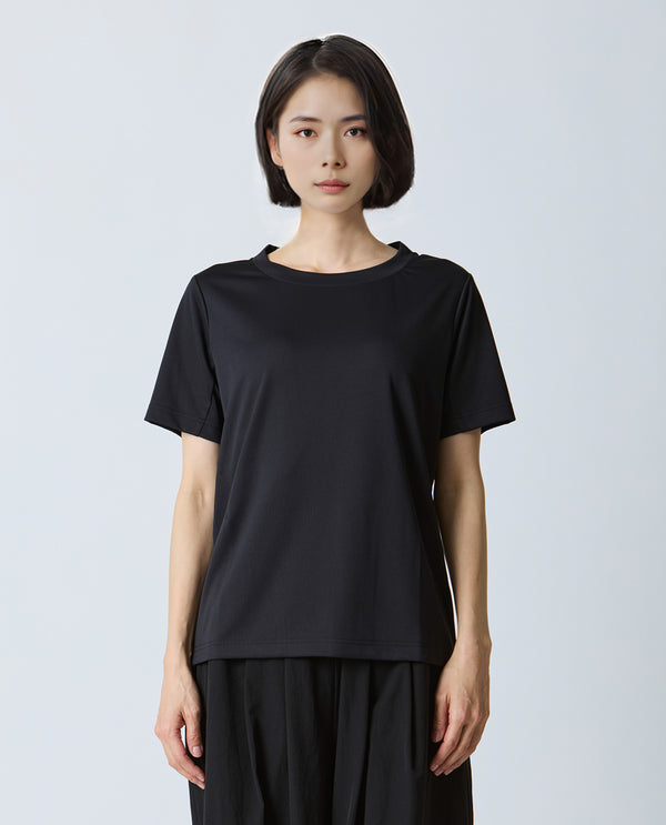 0310_K 和紙糸ジャストフィットクルーネックTシャツ (ブラック)
