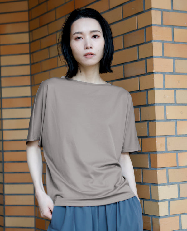 0320_C コンフォータブルストレッチ ドルマンカットソー (グレー)