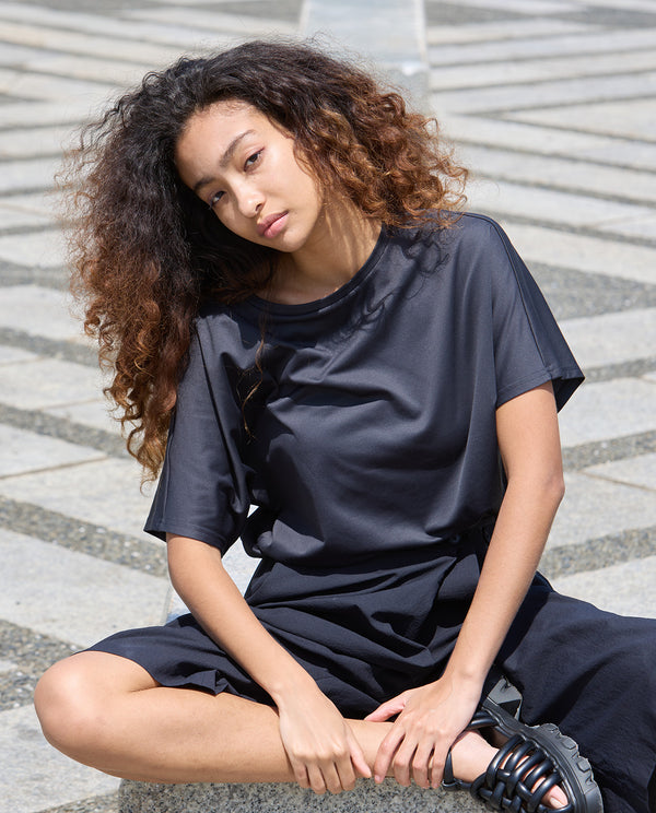 0320_C　コンフォータブルストレッチ　ドルマンカットソー(ナチュラルブラック)