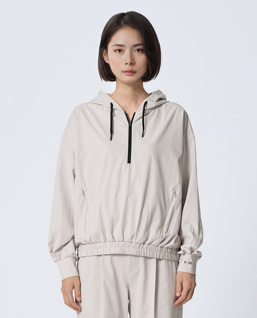 0613_L ヴィンテージストレッチフードパーカー (ストーングレー)