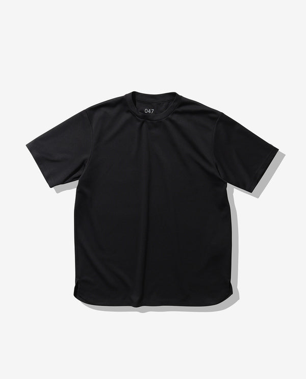 047_KK 和紙糸ラウンドヘムTシャツ (ブラック)