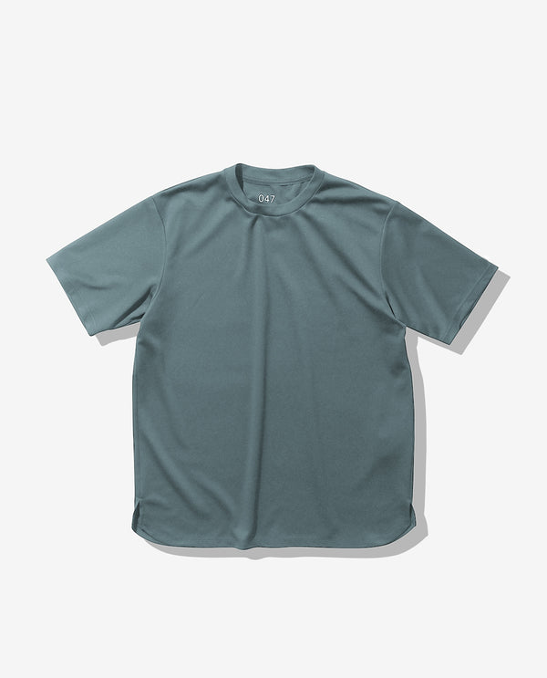 047_KK 和紙糸ラウンドヘムTシャツ (ブルーグレー)