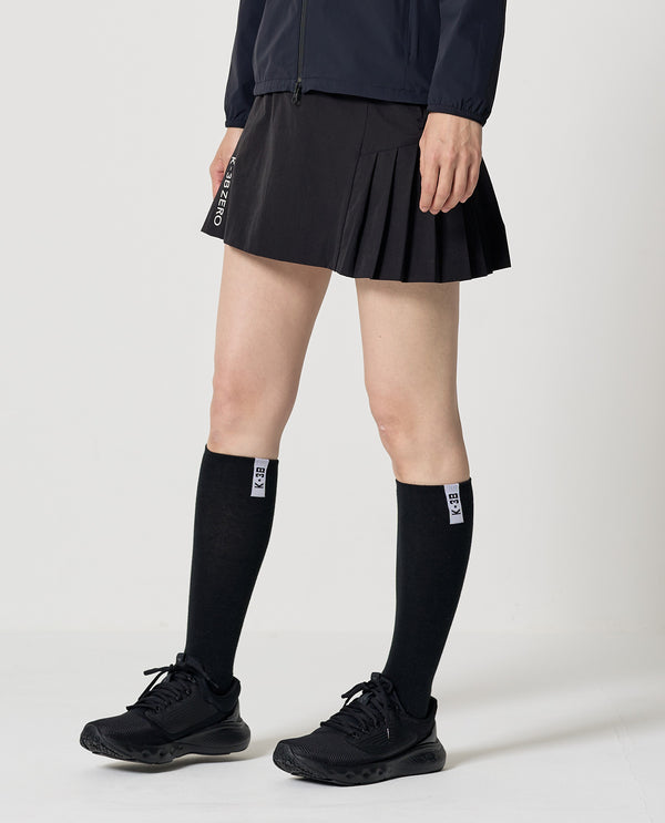 Black ■0_1013_L Vintage Stretch Pleated Skirt