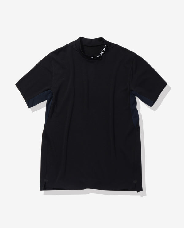 Black x Carbon Navy ■ 0_302_G Mesh Short Sleeve Mock Neck