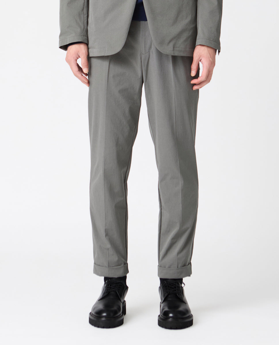 177_L ヴィンテージストレッチ ワンタックテーパードパンツ (スチール