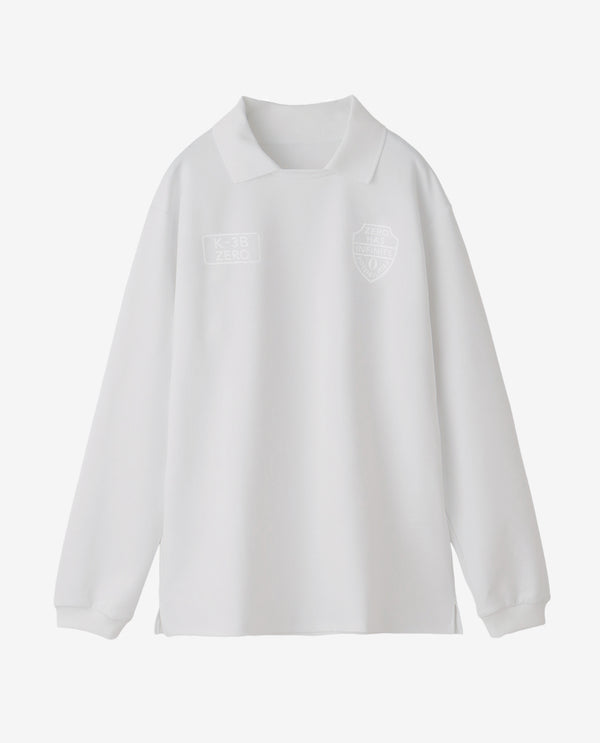 0_374_D 2Dダンボールニット 衿付きロングスリーブTシャツ (ホワイト)