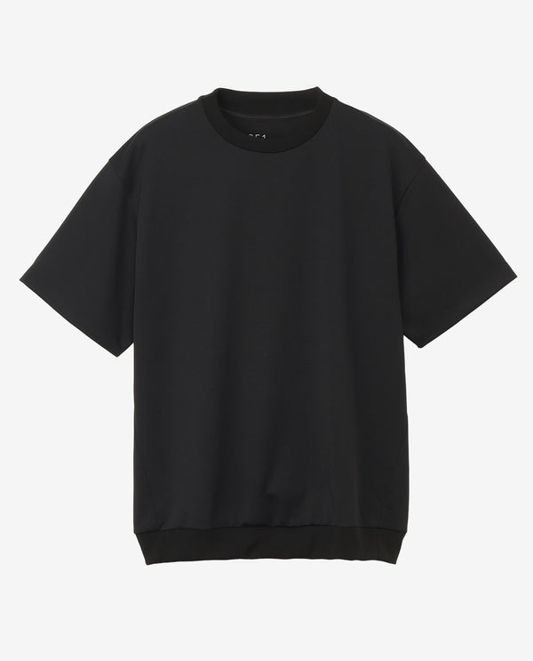 351_KK 和紙糸オーバーサイズリブ付きTシャツ (ブラック)