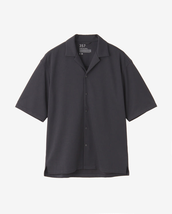 357_KK 和紙糸開襟シャツ (ブラック)