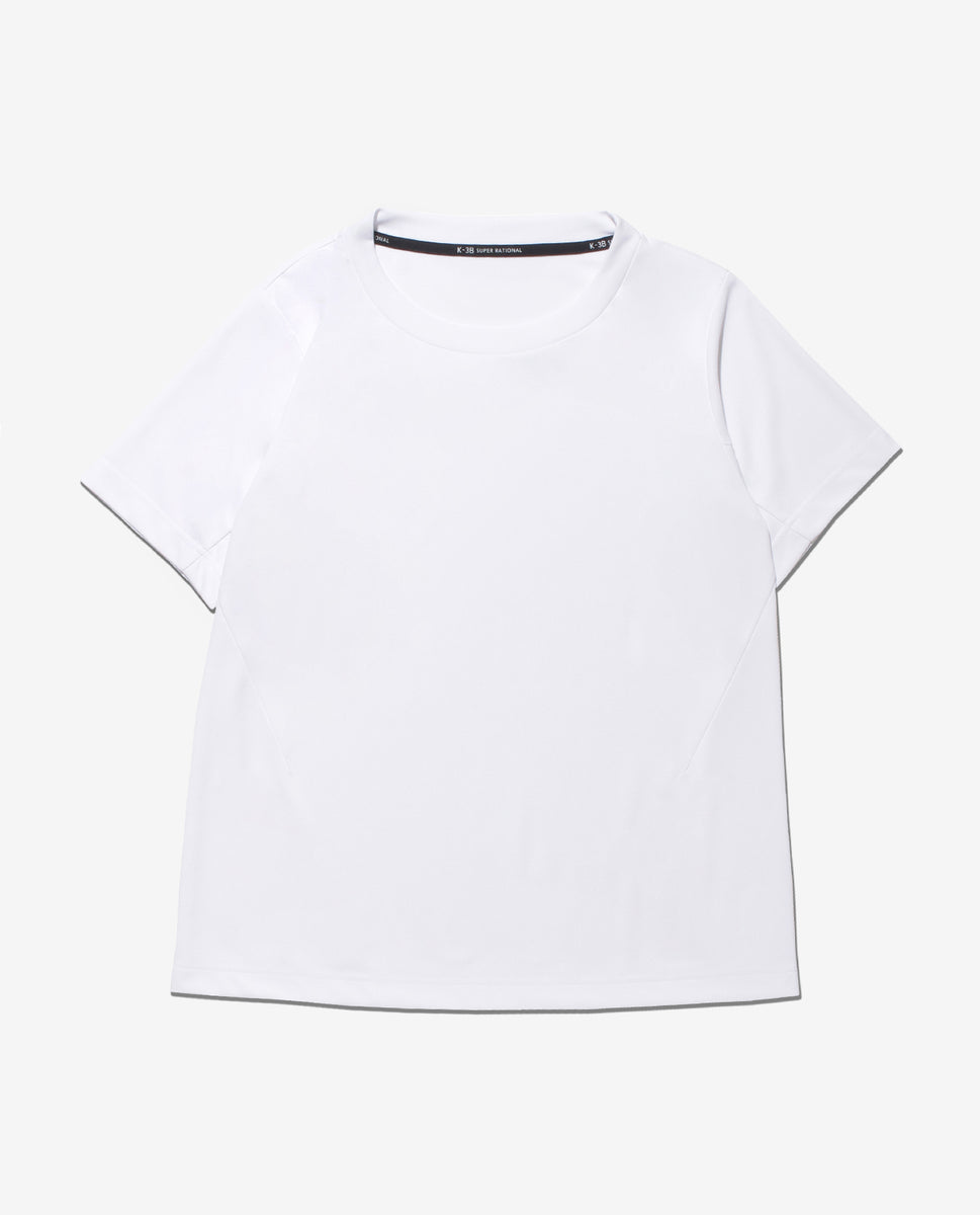 ホワイト□0310_K 和紙糸ジャストフィットクルーネックTシャツ