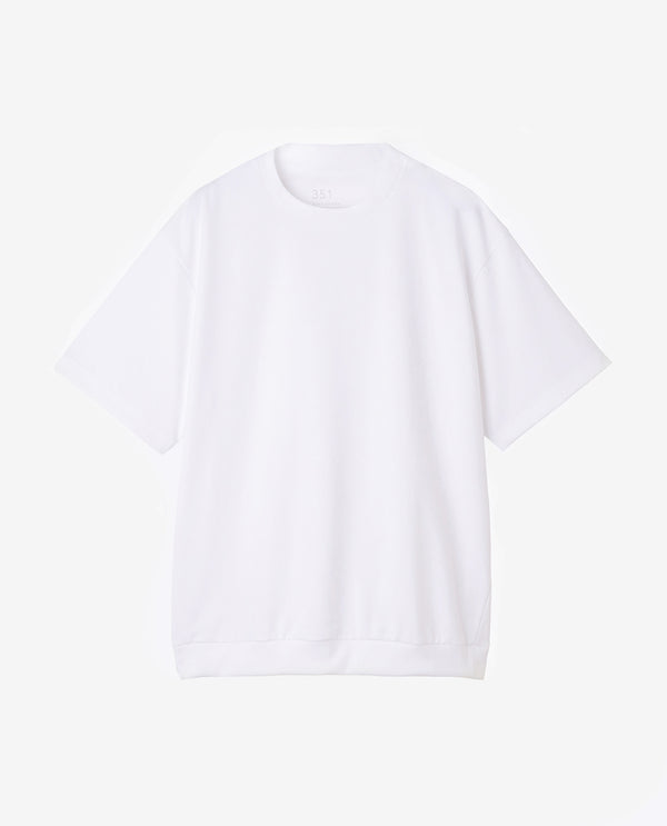 351_KK 和紙糸オーバーサイズリブ付きTシャツ (スノーホワイト)