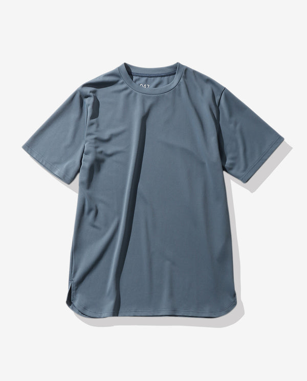 ブルーグレー■047_K 和紙糸ラウンドヘムTシャツ