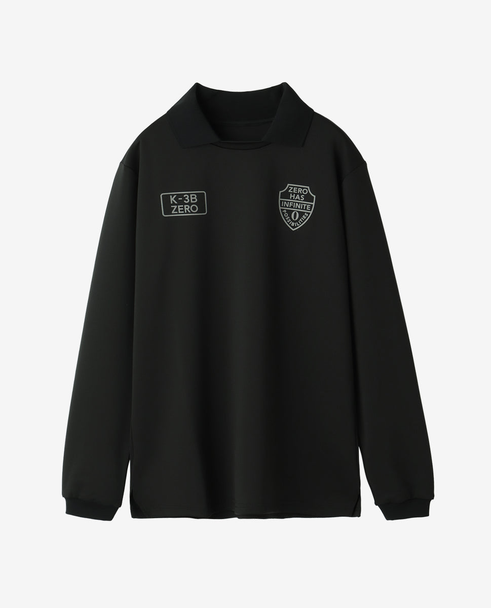 0_374_D 2Dダンボールニット 衿付きロングスリーブTシャツ (ブラック