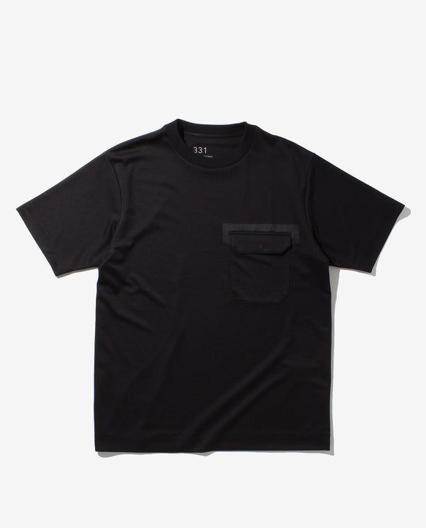 ブラック■331_K 和紙糸ラバープリントクルーネックTシャツ