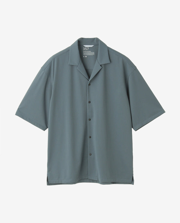 357_KK 和紙糸開襟シャツ (ブルーグレー)